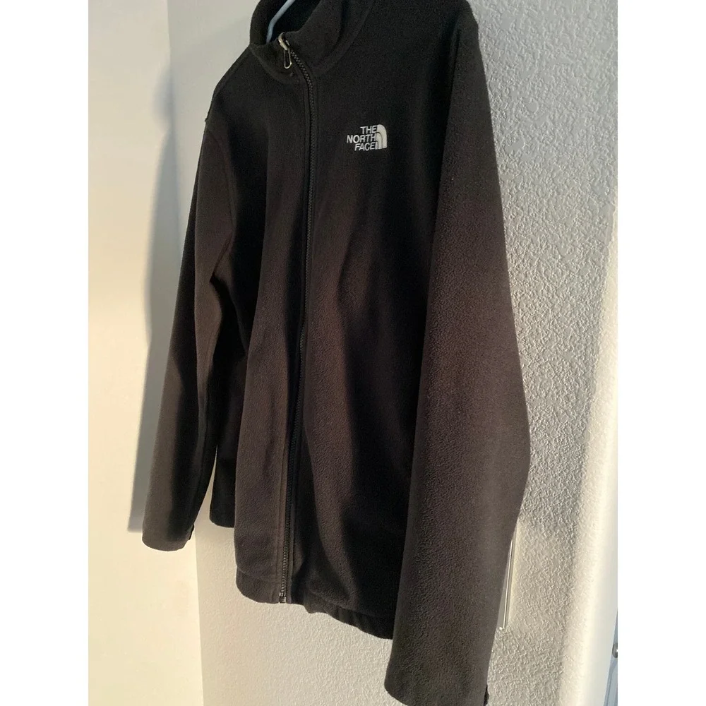 The North Face Mens Black Full Zip Fleece Jacket Mock Neck Logo Midweight L